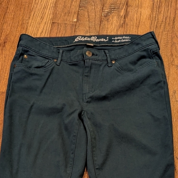 Eddie Bauer Slightly Curvy Slim Straight Pants, emerald green Size 12 - Picture 6 of 10
